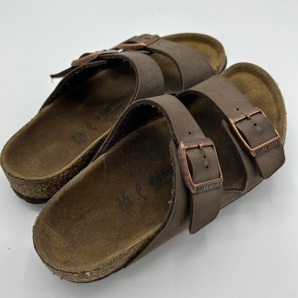 Birkenstock Arizona Sandals Size 34 EU (Kids/Small) Brown Leather Copper Buckles - Picture 16 of 16